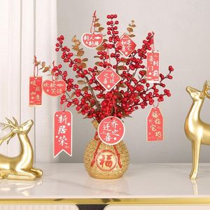 Vases Chinese Fu Flower Vase Resin Organization Accessory Household Container For Year Party Decoration Gift 55KF