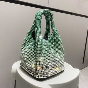 Abendtaschen für Frauen 2023 Luxus Handtaschen Griff Strass Clutch Geldbörsen Shiny Crystal Purse Bucket 230427