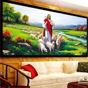 Stitch Qianzehui God Loves the World Shepherd Diamond ricamo rotondo diamante Rhinestone Diamond Painting Croce cuci