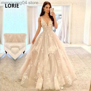 Partykleider Elegante Prinzessin Brautkleider 2021 V-Ausschnitt Applikationen Spitze bodenlangen Tüll Brautkleid nach Maß 2021 suknia slubna T230502