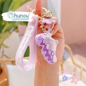 Keychains Creativity Trend Cherry Blossom Shoe Keychain Cartoons Mini 3D Sneaker Key Ring For Women Bag Car Decoration Pendant Gifts
