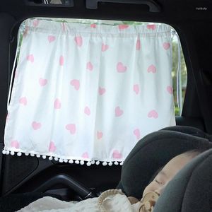 Curtain Ins Car Sun Shade Cover Cartoon Suction Cup Universal Auto Interior Window Sunshade Retractable Light Blocking Artifact