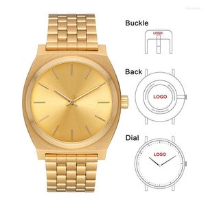 Wristwatches Gold Unisex Men Women Wrist Quartz Watch Custom Logo Brand Po Japan Movement