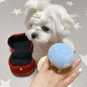 Toys Squeak Plush Plush Toy Ring Box Case de diamante capa de estimação recheada Chew Puppy Sons de filhotes filho