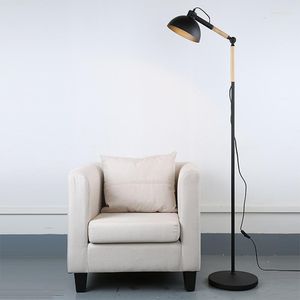 Lampy podłogowe nordycka lampa drewniana nowoczesna dioda LED E27 Stojąc do salonu sypialnia sypialnia nocna światło stojakowe