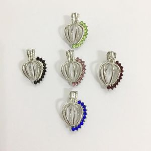 Pendant Necklaces Pieces /lot 18KGP Birthday Stone Locket Can Hold A 9mm Pearl Bead Cage Mounting DIY Fashion Jewelry MakingPendant Necklace