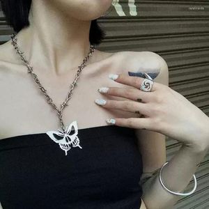Pendant Necklaces Egirl Gothic Hip Hop Thorns Chian Choker Necklace For Girl Female 2023 Fashion Grunge Jewelry Drop