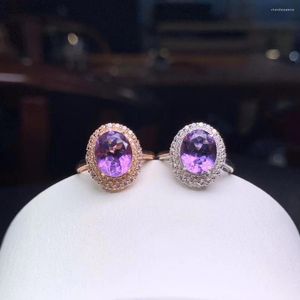 Cluster Rings Arrivel Purple Color Amethyst Gemstone Ring Women Silver Natural Gem 925 Sterling Girl Birthday Gift Good