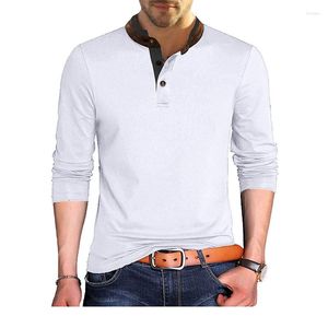 Men's T Shirts 2023 Spring Autumn Mens Polo Fashion Stand Collar Patchwork Long Sleeve Shirt Men Cotton Casual Tops Tees Man