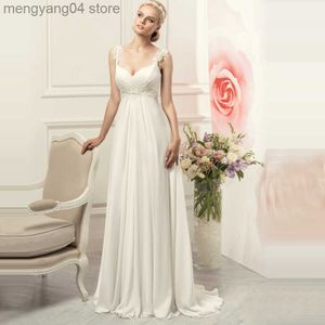 Partyklänningar enkla spaghettigremmar Chiffon Wedding Dresses Elegant Bohemian Empire Bridal klänning Vit/elfenben Vestido de Novia 2020 T230502