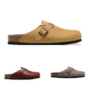 Slippare designer birkens tock clogs sandaler män kvinnor glider tofflor boston mjuk fotbädd trossa rosa vit grå röd mocka läder spänne remskor rörelse ström 70