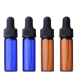 1500 stücke Bernsteinblau Klarglas Ätherisches Öl Tropfflaschen 4 ml Mini Eye Dropper Parfüm Kosmetische Flüssigkeitsprobenbehälter