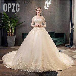 Party Dresses New Spring White Ivory Champagne Wedding Dresses With Sleeve Illusion Long Appliques Lace Embroidery Ball Gowns vestido De Noiva T230502