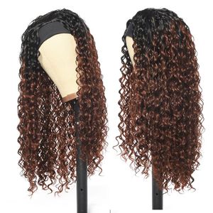 Synthetic Wigs DaiQi Honey Blond Curly Headband For Black Women Wig 24 Long Deep Wave Daily High Quality Heat Resistant Fiber