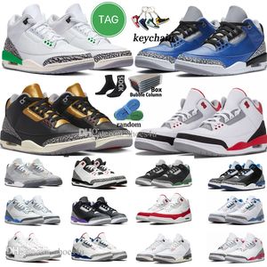 3 basketskor för män kvinnor 3s Lucky Green Pine Black White Cement Reimagined True Racer Blue Unc Fire Red Wizards Mens Womens Trainers Outdoor Sports Sneakers