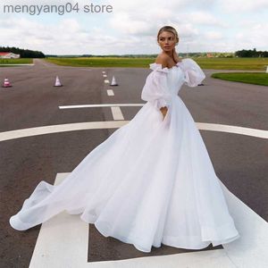 Parti Elbiseleri Yeni Tasarım Basit Tekne Boyun Çıkarılabilir Puf Sleep Fermuar Pleats A-Line Gelinlik Gelin Gowns Vestido de Noiva Özel Yapımı T230502