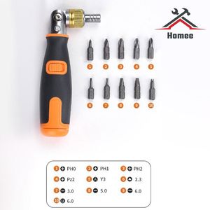 Schroevendraaier 10 In 1 Hidden Screwdriver Bit Set Multi Angle Ratchet Corner Screw Driver Multifunctional Mechanical Professional Hand Tools