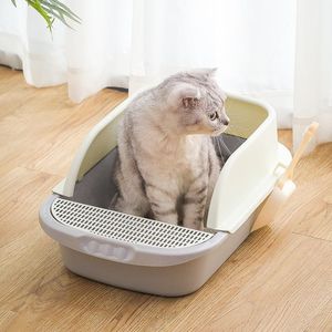 Kutular Büyük Ekstra Büyük Yarı Kalıplı Sandbox Kedi Kedi Kilini Tuvaletler Antikür Kum İzolat Kediler için Koku Tuvalet Evi