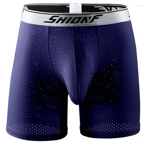 Masy MESH BIELONA MĘŻCZYZN BOCKERS KRÓTKI HOMME Ice Silk Metties Man Man Solid Oddychający JJ Separation Torebka Long Cueca Masculina