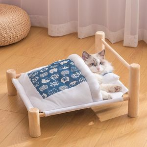 Carrier Pet Cat House Bed Removable Sleeping Bag Hammock Beds for Cats Lounger Wooden Winter Warm Pets Bed Small Dogs Sofa Mat