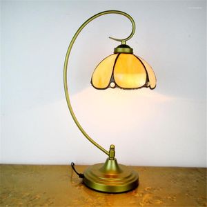 Bordslampor jw europeisk retro metallblad tyg lampskärm skrivbord lampor sänglampor för vardagsrum hembelysning fixtur