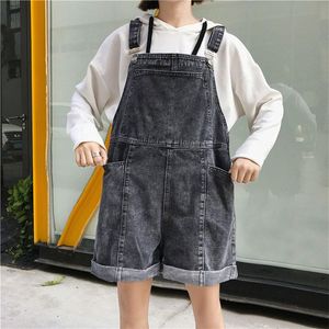 Damen Jumpsuits Strampler Jeans Sommer Große Größe 4XL Denim Strap Shorts Hosen Dünner Schnitt Breites Bein Siamesischer Overall Weiblich B