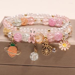 Braccialetti con ciondoli Stile coreano Popcorn Cristallo Ravanello Doppio strato Bracciale da donna Studentessa Amicizia per donna