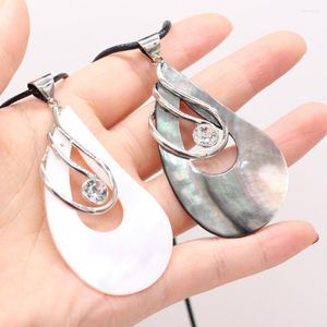 Pendant Necklaces Natural Water Drop Shape Mother Of Pearl Shell Wax Thread Necklace Pendants For Women Jewelry Gift Length 55cm Size