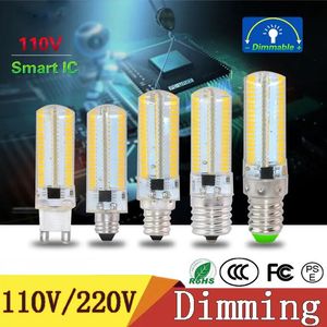 Dimmable LED ışıkları SMD 3014 LED lamba G4 G8 G9 E11 E12 14 E17 Kristal Silikon Spot Işık 110V 220V 64 152 LEDS