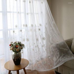 Gardin vit tyll hög kvalitet broderad blommig tyg lyx gardiner för vardagsrummet sovrum fönster hem dekoration