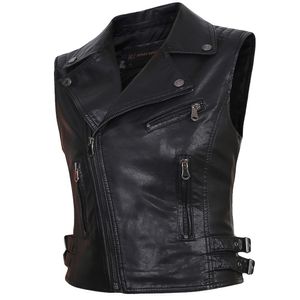 Jacken 2021 Frauen Motorrad PU Kunstleder Ärmellose Jacken Damen Turndown Kragen Gürtel Zipper Weste Taschen Weste Streetwear