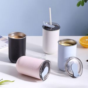 Tumblers 300 ml isolerat med lock rostfritt stål bärbara termiska muggtölkoppar vattenflaska kaffetumare