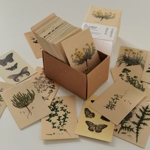 Notatniki 100pcs Vintage Plant Plant Paper Matterfly Papier podwójne drukowanie retro notatki notatki karty Notatarowanie Dziennik DIY 230503