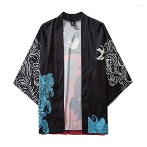 Ethnic Clothing Japanese Kimono Robe Loose Hanfu Men And Women Couple Cloak Shirt Short Haori Yukata Harajuku Cardigan Streetwear Retro