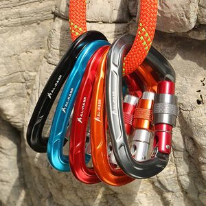 5 PCSCarabiners Rock Climbing Carabiner 25KN Professional Mountaineering D Shape Screw Gate Lock Buckle Carabiners Ascend Equipement P230420
