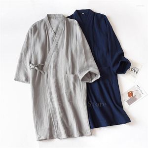 Abbigliamento etnico Gaun Kimono Jepang Katun Piyama Tradisional Pria Haori Uniseks Jinbei Wanita Baju Tidur Yukata Pakaian Kardigan Longgar