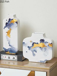 花のための陶器の花瓶塗装絵画絵画磁器ヴィンテージテーブル装飾花飾りP230503