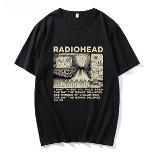 Męskie koszulki Radiohead Vintage druk T Shirt męskie 100% bawełniane koszulki unisex Hip Hop Rock Band Tees Tees Harajuku Male Tops 230428