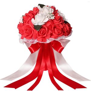 Dekorativer Blumen-Hochzeits-Blumenstrauß-Brautbrautjungfer-künstliche Seiden-Rose mit Spitze-Fälschungs-Dekoration