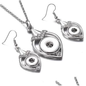 Earrings Necklace Noosa Crystal Snap Button Jewelry Set Waterdrop 18Mm 12Mm For Women Bohemia Gift Drop Delivery Sets Dhu6N