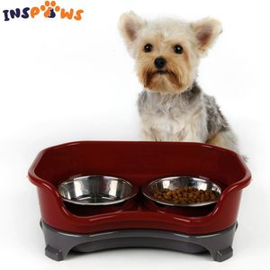 Karmienie podwyższone miski dla psów podniesione naczynie ze stali nierdzewnej żywność kota i miski na wodę dla małych średnich psów Deluxe Feeder Brak wycieku