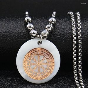 Pendant Necklaces Fashion Viking Shell Stainless Steel Long Necklace For Women Rose Gold Color Jewerly Collar Largo Mujer N19615S07