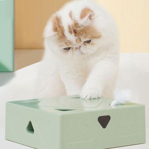 Spielzeug Katze Spielzeug Sqaure Magic Box Elektrische Smart Necken Katze Stick Verrücktes Spiel Interaktive Katzen Feder Spielzeug Katze Fangen maus