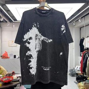 男性S Tシャツヒーローと悪役をフィーチャーしたヒップホップラップアルバム半袖シャツで印刷された230503