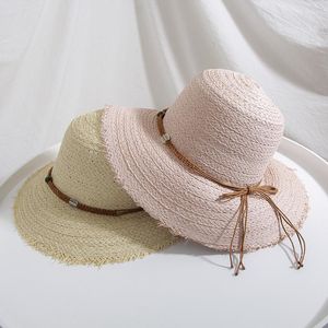 Berretti H7649 Cappello da pescatore da donna Primavera Estate Paglia coreana Berretto da pescatore a prova di sole Protezione solare femminile Berretti casual Berretti traspiranti per studenti