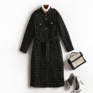 Misturas de lã feminina 2023 Vestidos de lã de inverno folhas de moda de moda de fashion de vanguarda lindas de vanguarda