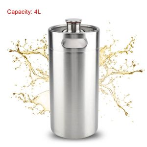 Making 4L Stainless Steel Beer Barrel Mini Keg Newest Beer Growler Proof Top Lid Beer Bottle Home Brew Making Bar Accessories Tool