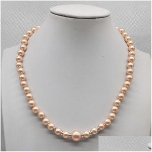 Ketten zarte 8/12 mm rosa Muschelperlenkette 18 Zoll Damenmode edler Schmuck Tropfenlieferung Halsketten Anhänger Dhgarden Dhkx4