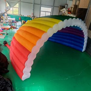 6x3.6md colorido arco -íris capa inflável de tenda ao ar livre eventos de shell cúpula copa de aro de ar -chuva arestão de arestão para festival de tenda para música