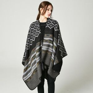 Scarves Luxury Winter Warm Plaid Ponchos And Capes For Women Oversized Shawls Wraps Soft Cashmere Pashmina Female Printing BufandaScarves Ki